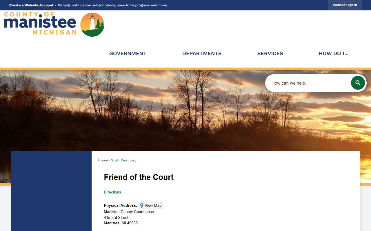 Manistee County Clerk records county staff directory listing