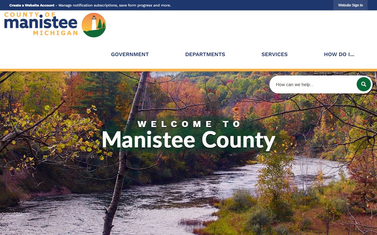 Manistee County government homepage with court records and courthouse contacts