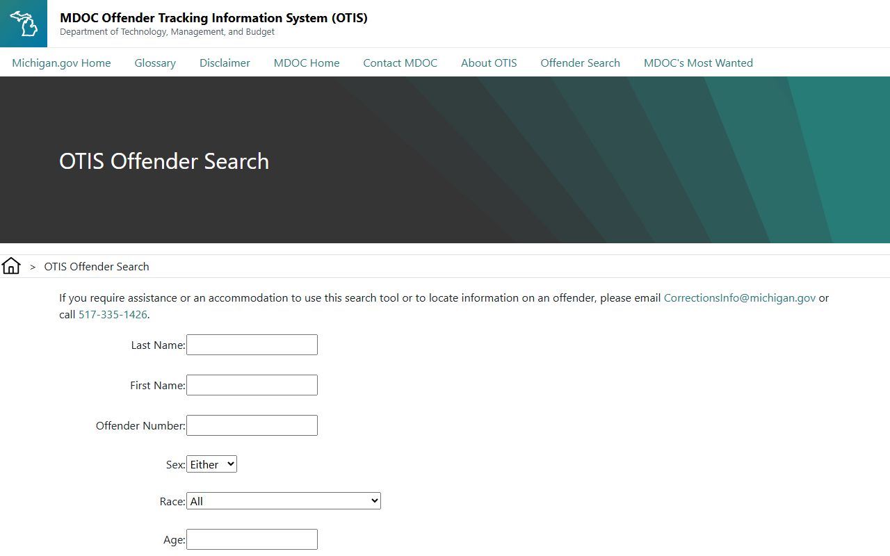Manistee County inmate records link to the MDOC OTIS offender search