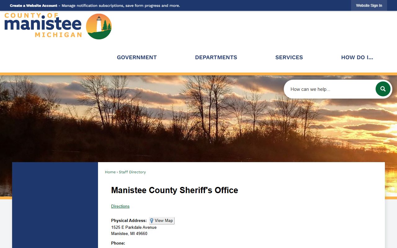 Manistee County Sheriff staff directory for inmate records and FOIA requests